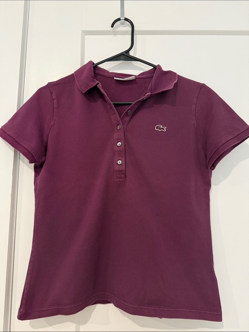Lacoste Women's Button-Down Polo in Plum